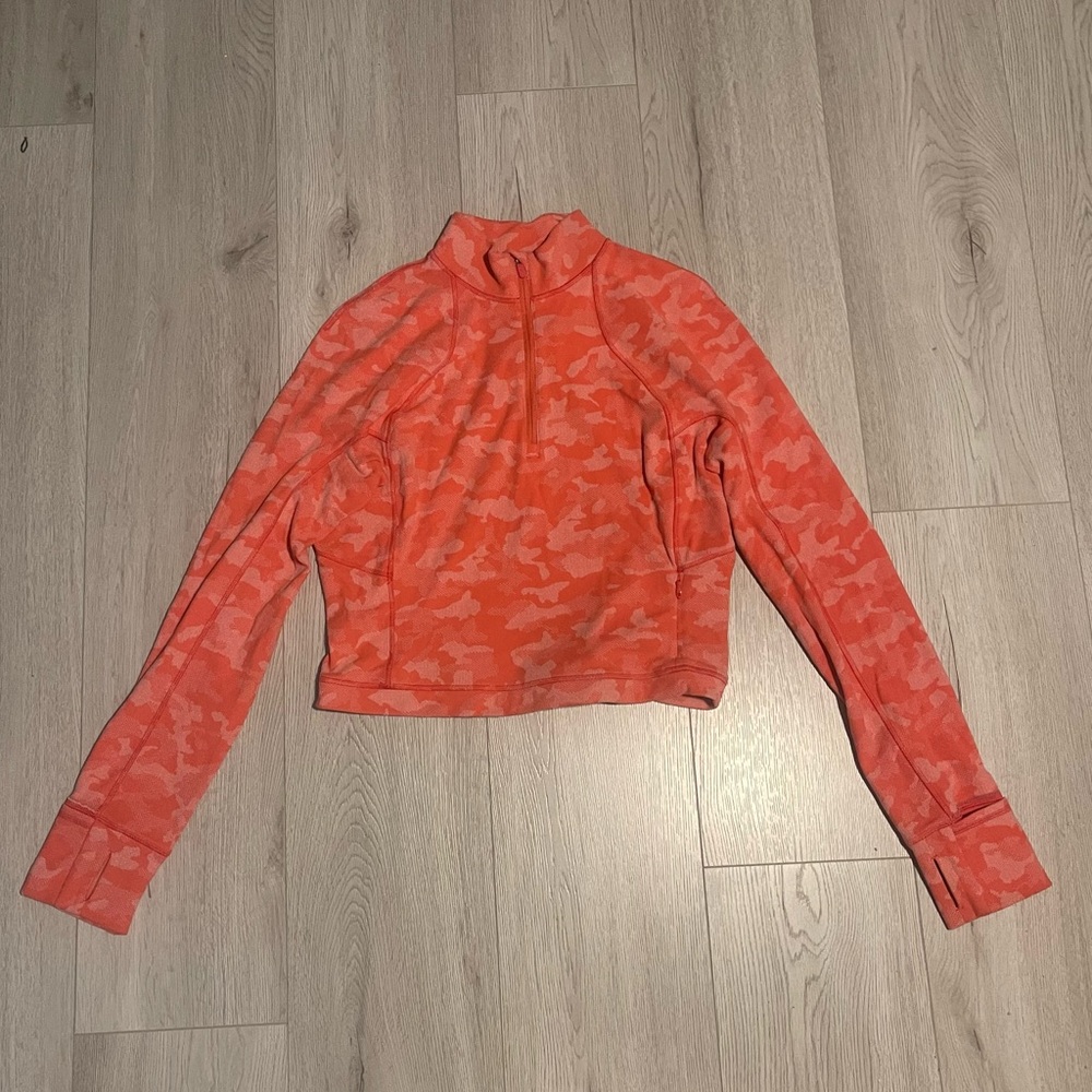 Lululemon Its Rulu Run Cropped Half Zip - Heritage Camo Jacquard Raspberry Pink - Picture 7 of 8